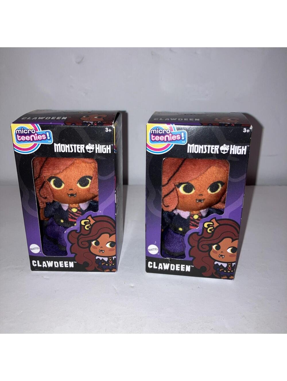 Lot Of 2 Mattel Monster High Micro Teenies Clawdeen Plush Doll NEW in Box